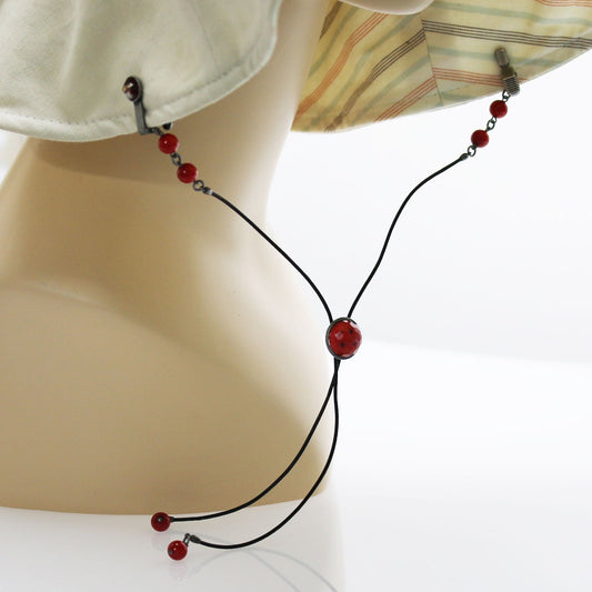 Hat Clips Red Leather Coral TAMARUSAN