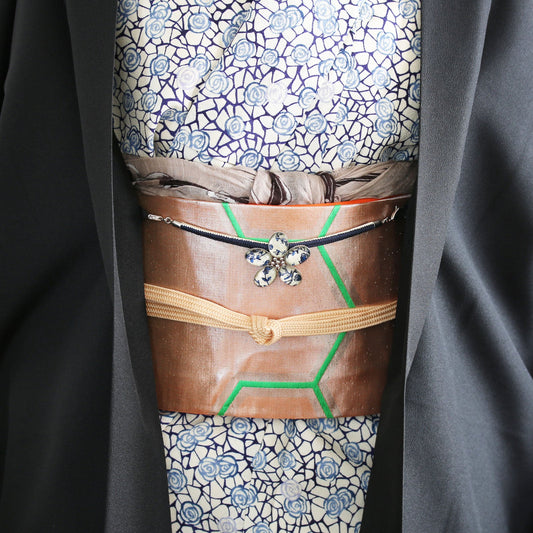 Haori Himo Blue Flower Braid Silk TAMARUSAN