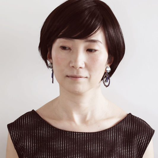 Hoop Earrings Lapis Lazuli Flower TAMARUSAN