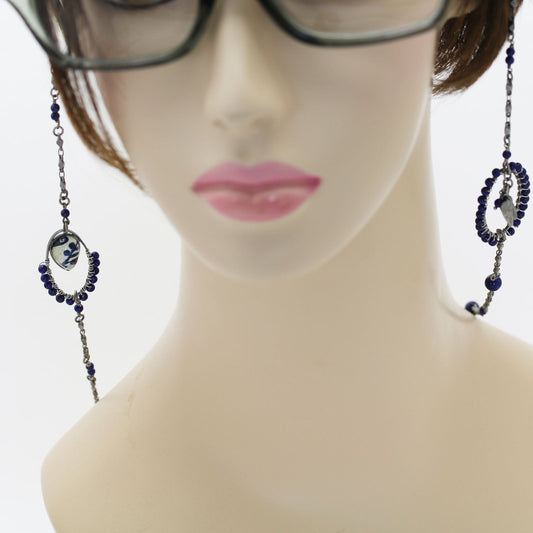 Eyeglass Chain Necklace Lapis Lazuli Blue TAMARUSAN