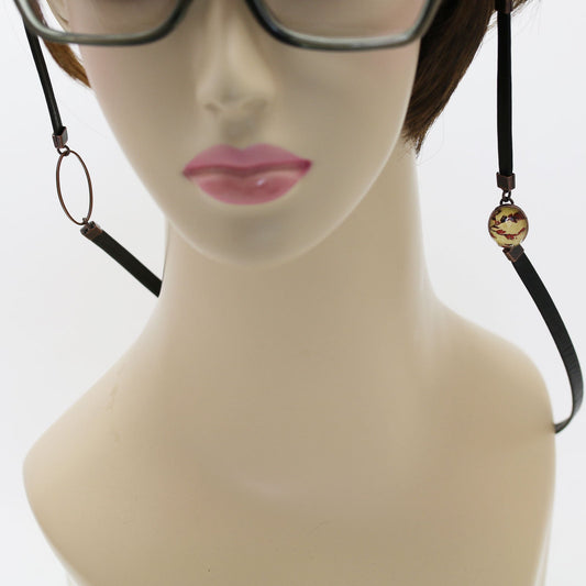 Eyeglass Chain Coral Leather Asymmetry Red TAMARUSAN