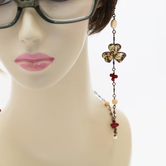 Glasses Chain Necklace Coral Red Flower TAMARUSAN