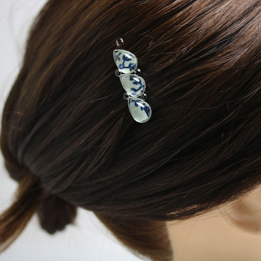 Hair Clip Blue Flower Drop Rhinestone TAMARUSAN