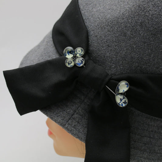 Ornamental Hatpin Blue Flower TAMARUSAN