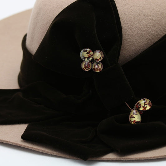 Hatpin Floral Antique Red TAMARUSAN