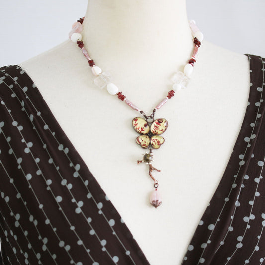 Necklace Garnet Red Butterfly TAMARUSAN