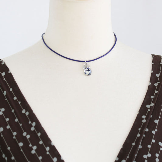 Blue Leather Choker Leaf TAMARUSAN