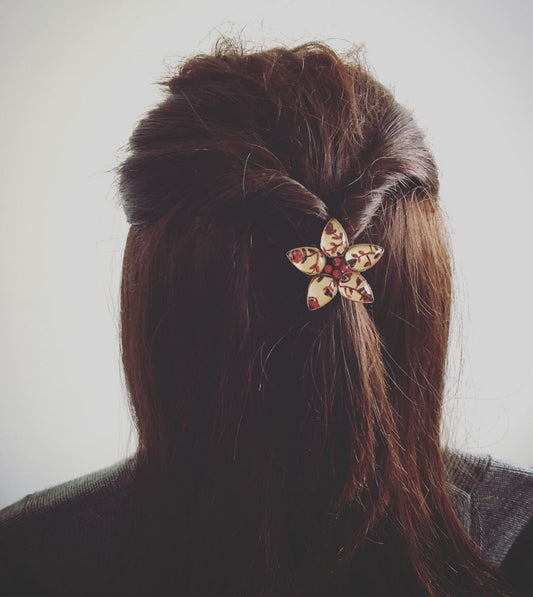 Hair Elastic Red Flower Pattern Retro TAMARUSAN