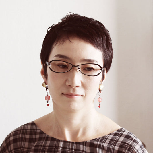 Earring Coral Quartz Pink TAMARUSAN