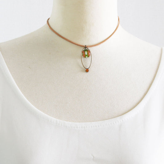 Leather Choker Cicada Green TAMARUSAN