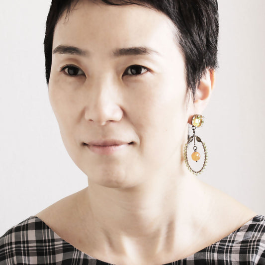 Pierced Earrings Peridot Cicada Green TAMARUSAN