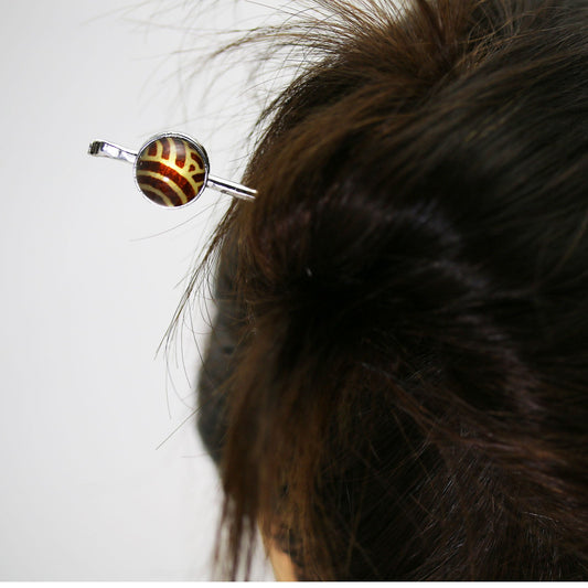Silver925 Seigaiha Hairpins Brown Yellow TAMARUSAN