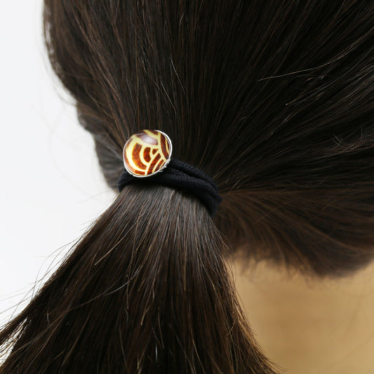 Simple Hair Elastic Silver925 Seigaiha Brown Yellow TAMARUSAN