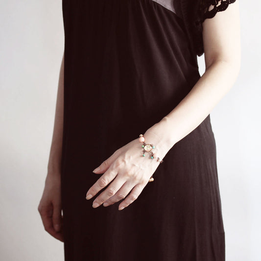 Bracelet Rose Coral Turquoise Beige TAMARUSAN