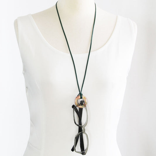 Eyeglass Holder Leather Rose Donut Green TAMARUSAN