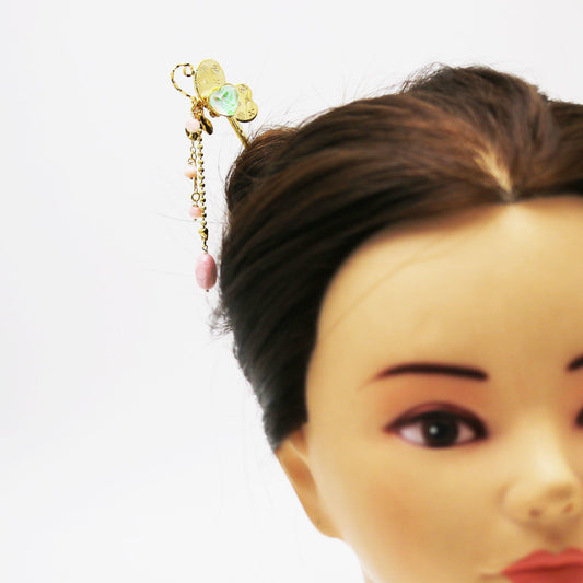 Hairpin Stick Butterfly Rose Tree Blue TAMARUSAN