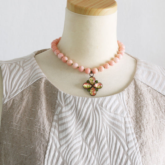 Choker Flower Pink Rose Coral (Dye) TAMARUSAN