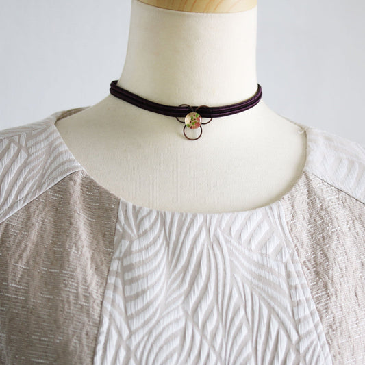 Red Ribbon Choker Rose Coral TAMARUSAN