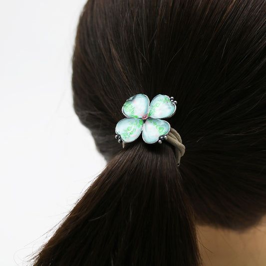 Hair Elastic Rose Clover Light Blue TAMARUSAN