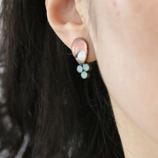 Earrings Rhinestone Pink Gold Lame TAMARUSAN