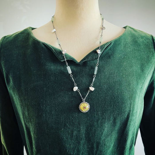 Necklace Fluorite Freshwater Pearl Beads Blue TAMARUSAN