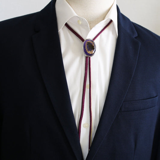 Silk Braid Bolo Tie Mix Dog Purple TAMARUSAN