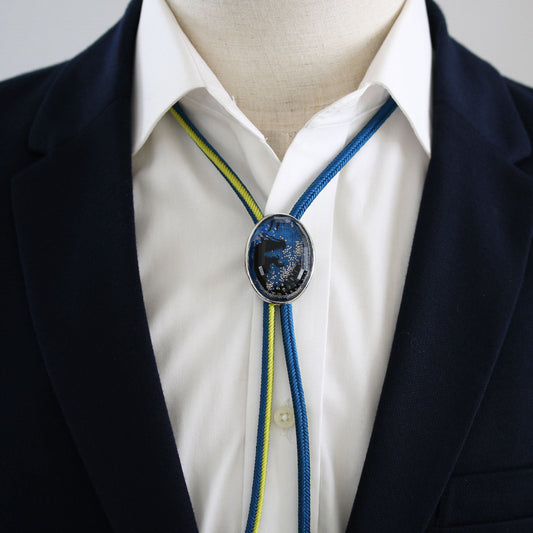 Silk Braid Bolo Tie Dragon Blue TAMARUSAN