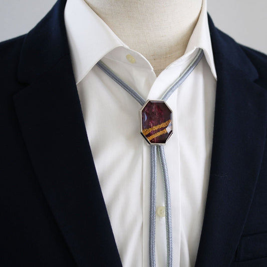 Silk Braid Bolo Tie Red Silk Silver 925 TAMARUSAN