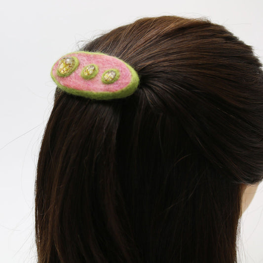 Barrette Felt Pink Handmade TAMARUSAN