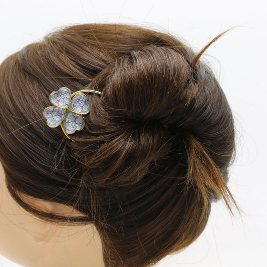 Hair Comb Blue Clover Gold TAMARUSAN
