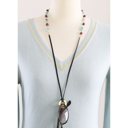 Eyeglass Holder Amazonite Fluorite 2Way Blue TAMARUSAN