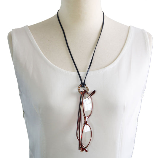 Eyeglass Holder Leather Necklace Pink TAMARUSAN