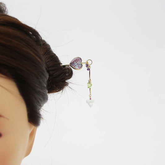 One Stick Hairpin Heart Peridot Blue 24k TAMARUSAN