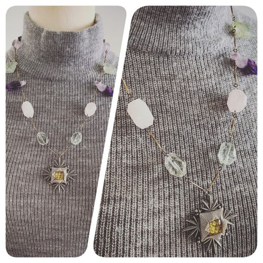 Necklace Amethyst Rose Quartz Water Surface TAMARUSAN