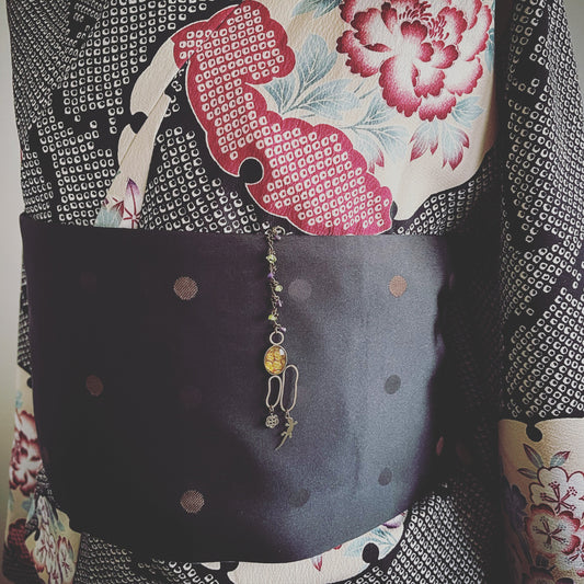 Netsuke Belt Ornament Amethyst Peridot Gecko Pink TAMARUSAN