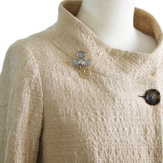 Pin Brooch Violet Blue Gold TAMARUSAN