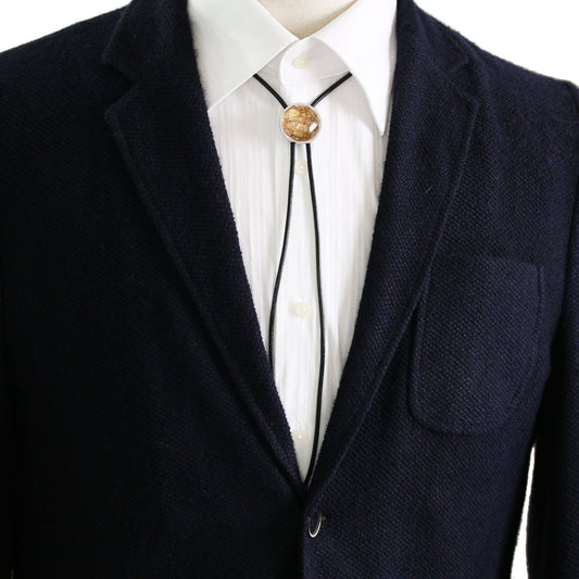 Leather Strap Bolo Tie Pink Water Surface Unisex TAMARUSAN