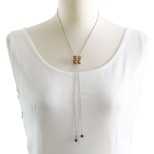 Long Necklace Pink Amethyst TAMARUSAN