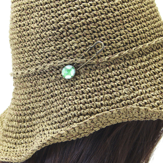 Fancy Safety Pin Brooch Green Small TAMARUSAN