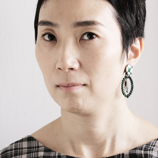 Earrings Blue Hoop Rosewood Lapis Lazuli TAMARUSAN