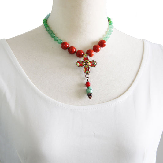 Choker Red Coral Aventurine TAMARUSAN