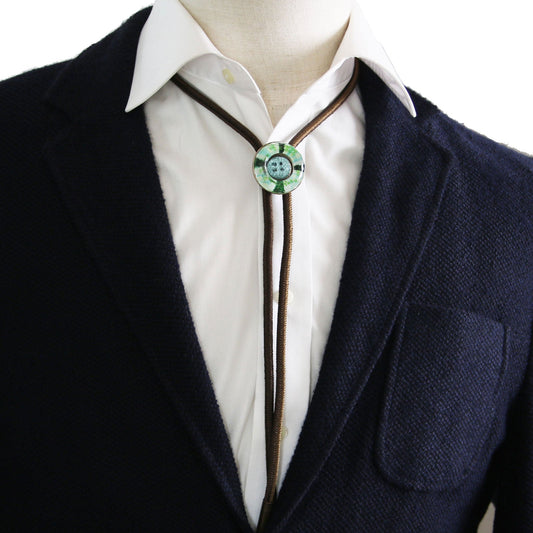Silk Braid Bolo Tie Watermelon Green Blue TAMARUSAN