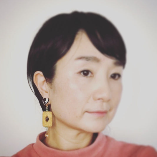 Heart Earrings Lava Citrine Purple TAMARUSAN