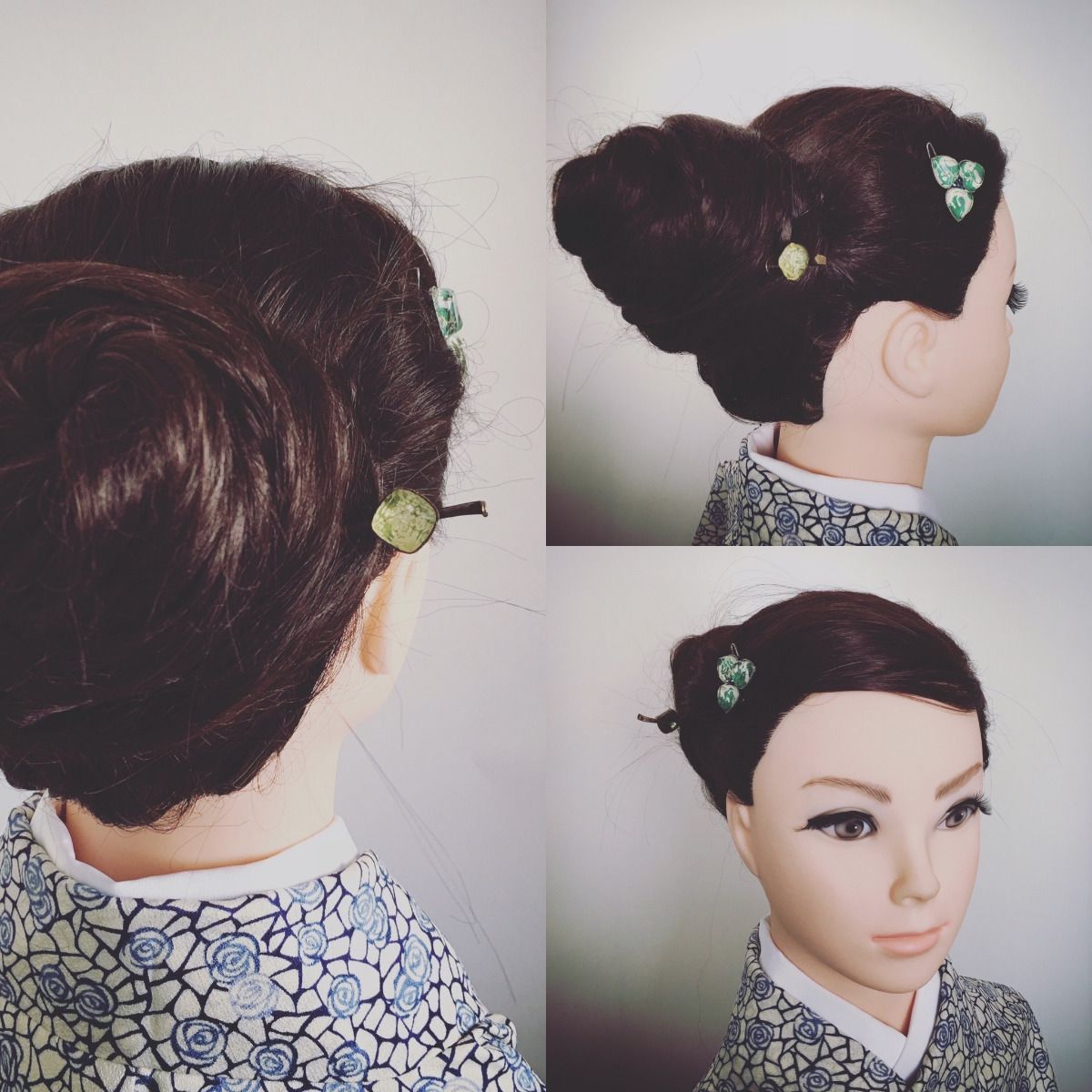 Changeable Ornament Hairpin Plum Green Simple TAMARUSAN