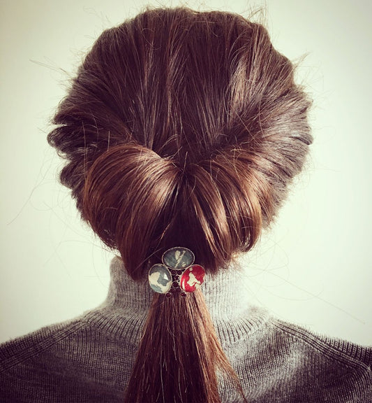 Hair Elastic Flower Blue Red Rhinestone TAMARUSAN