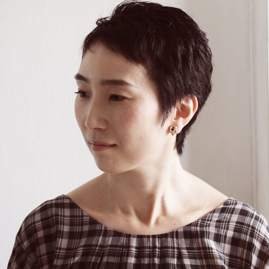 Earrings Yellow Tiger Cat Handmade Gold TAMARUSAN