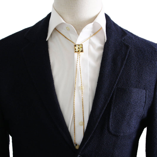 Chain Bolo Tie Gold Tiger Cat Onyx Yellow TAMARUSAN