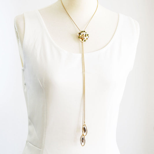 Chain Bolo Tie Tabby Cat Gold Yellow TAMARUSAN