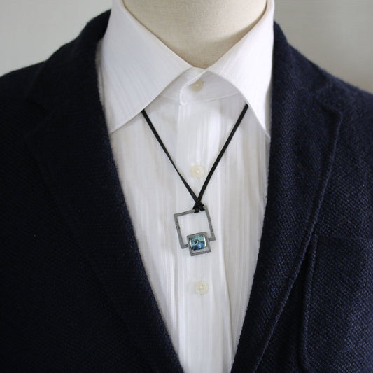 Necklace Blue Leather String Card TAMARUSAN