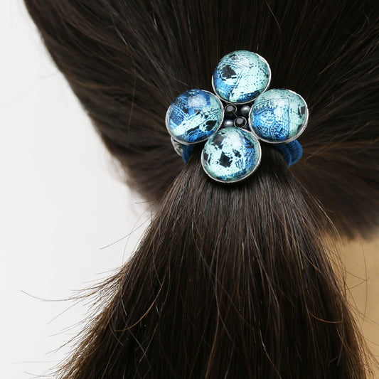 Gorgeous Hair Elastic Card Blue Flower Large TAMARUSAN